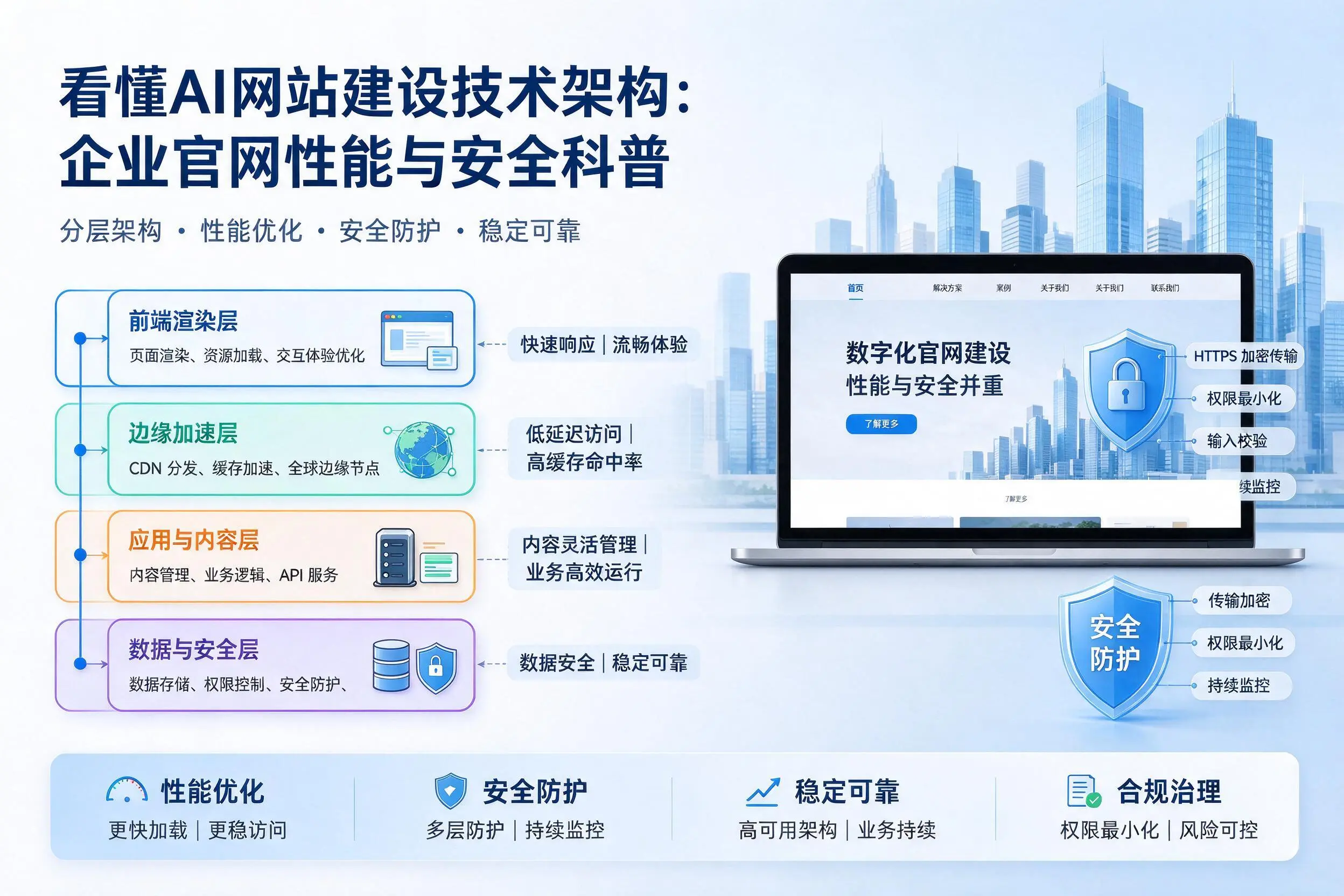 看懂AI网站建设技术架构：安顺企业官网性能与安全科普