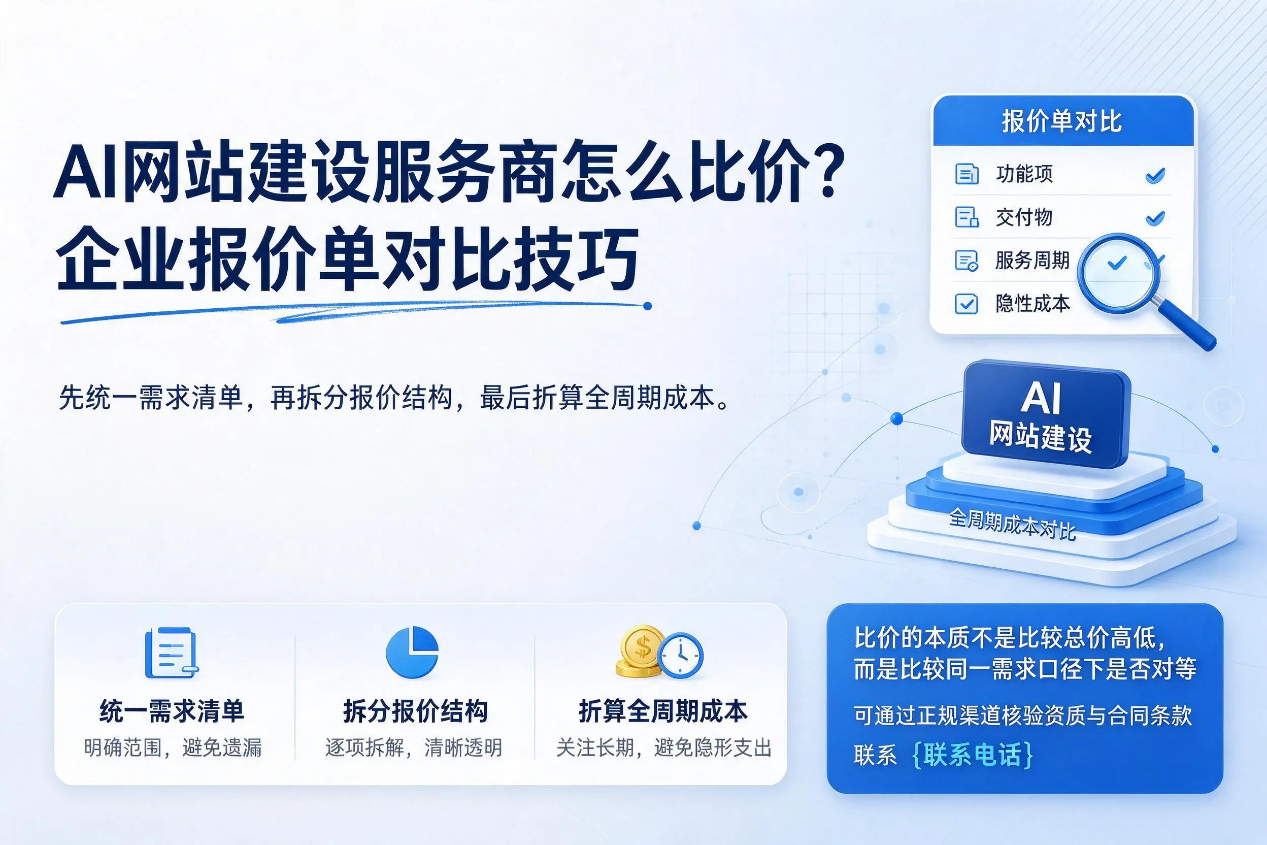 AI网站建设服务商怎么比价？安顺企业报价单对比技巧