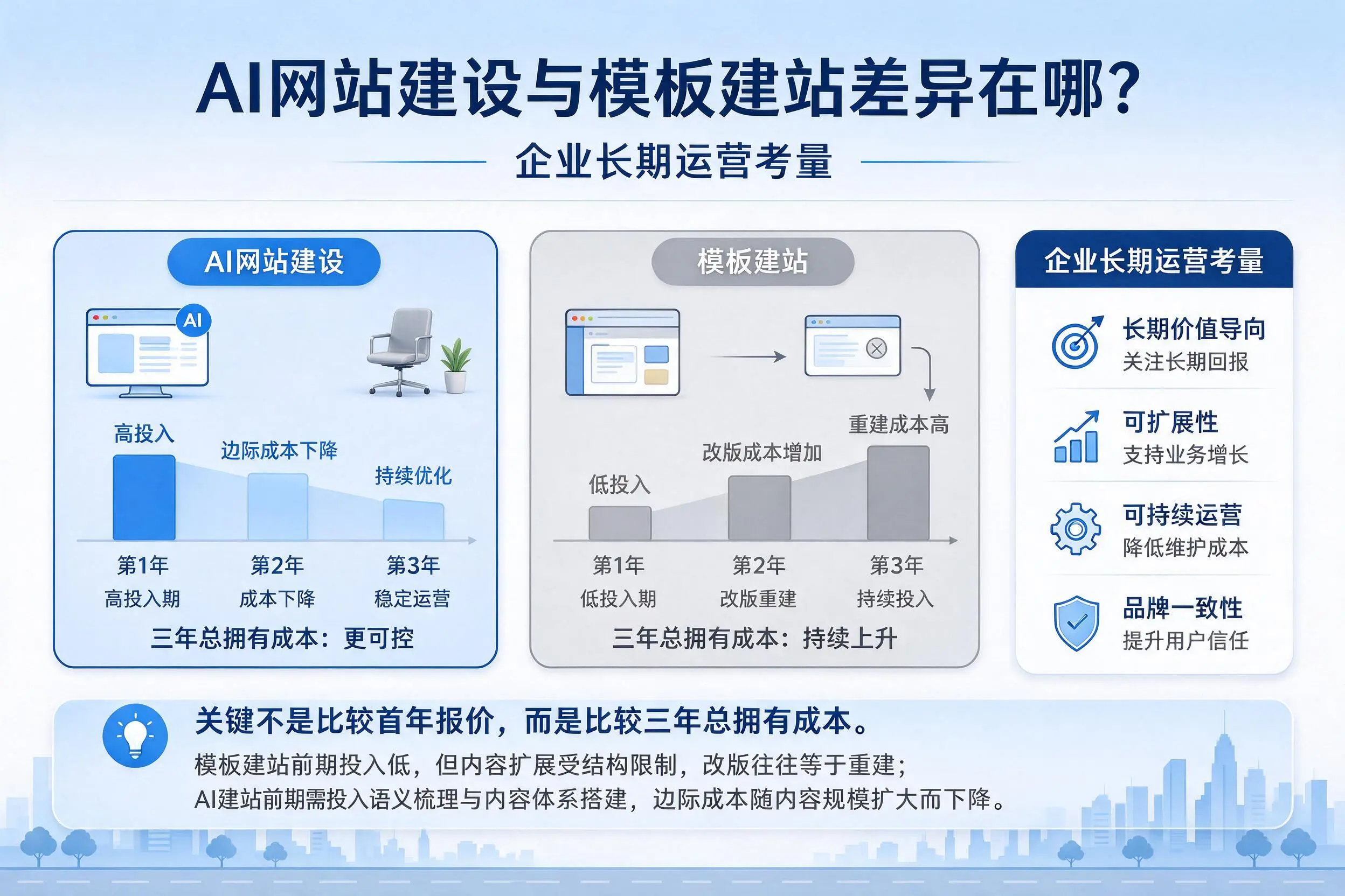 AI网站建设与模板建站差异在哪?安顺企业长期运营考量