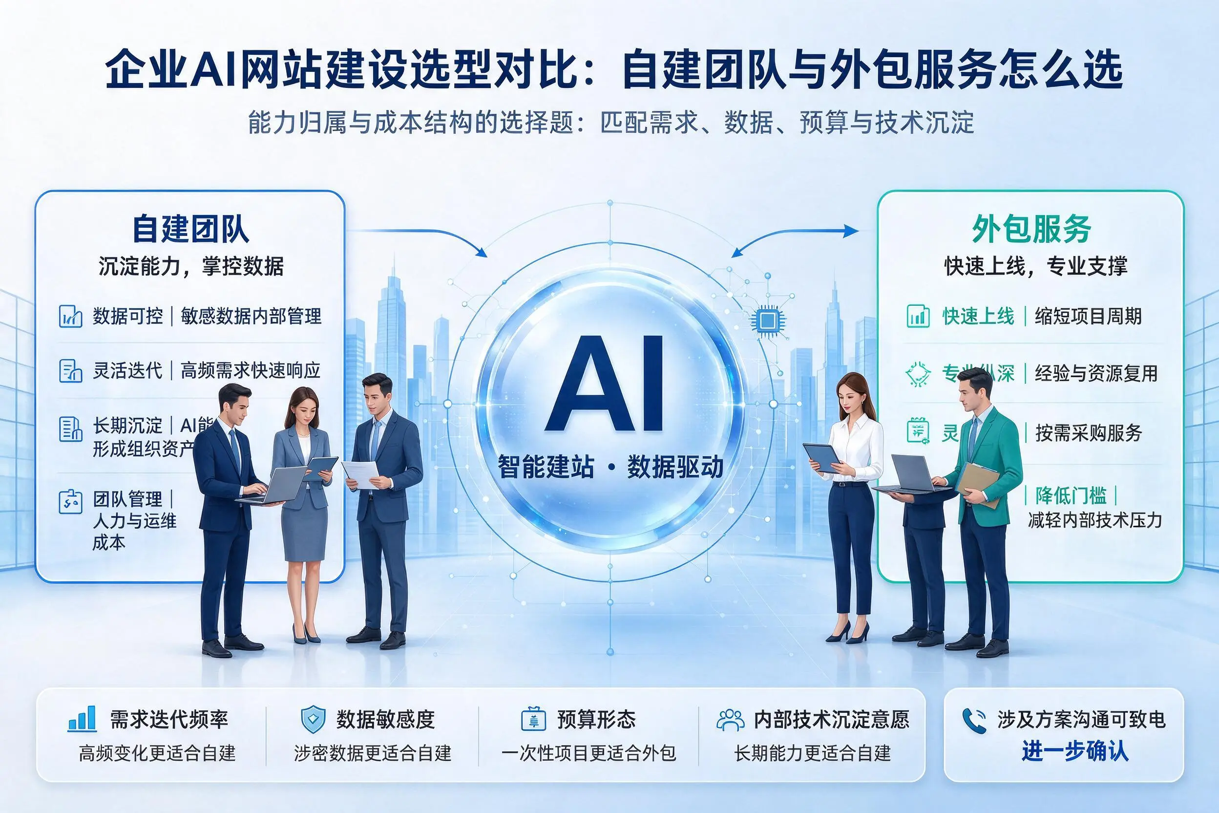 安顺企业AI网站建设选型对比：自建团队与外包服务怎么选